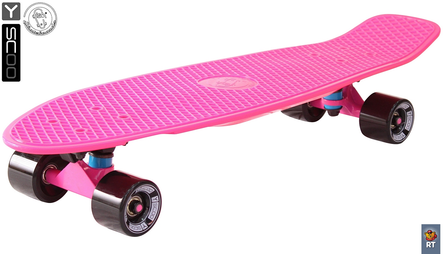 Скейтборд виниловый Y-Scoo Big Fishskateboard 27" 402-P с сумкой, розовый  